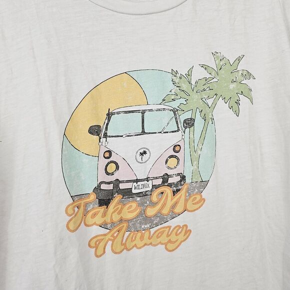 Wildfox Women's M Take Me Away Graphic T-shirt Tee Retro VW Bus White Heathered - Picture 4 of 8